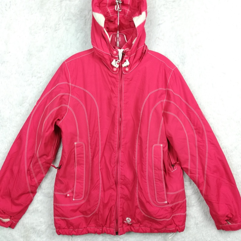 American Eagle Womens Whiteout Jacket Hooded Red Waterproof Nylon Winter L